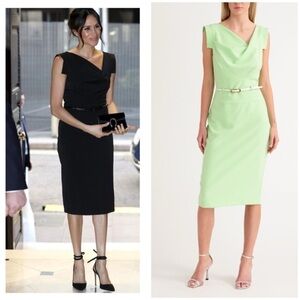 New Black Halo Jackie O Sheath Dress Sleeveless Belted Paradise Green Sz 8